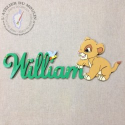Simba avec le prénom couleur vert prairie
