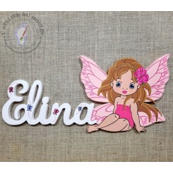Plaque de porte personnalisée avec la fée papillon