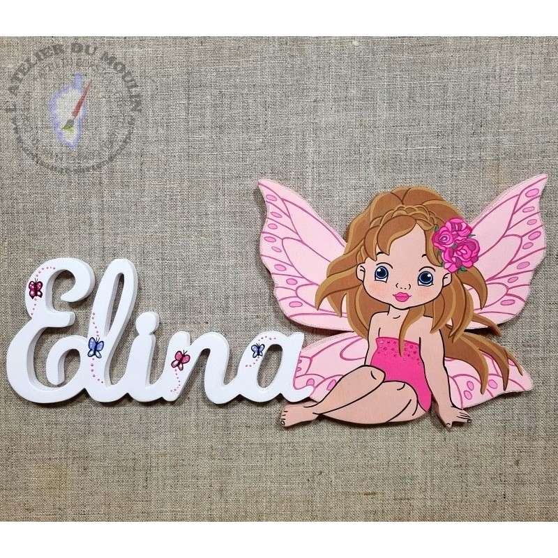 Plaque de porte personnalisée avec la fée papillon