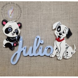 plaques de porte avec un panda et un dalmatien