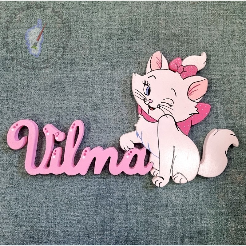 Plaque de Porte Marie avec un noeud rose antique et un prénom rose dragée