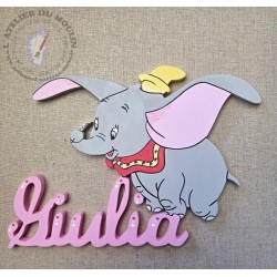 Plaque de porto Dumbo le petit éléphant avec sa plume magique