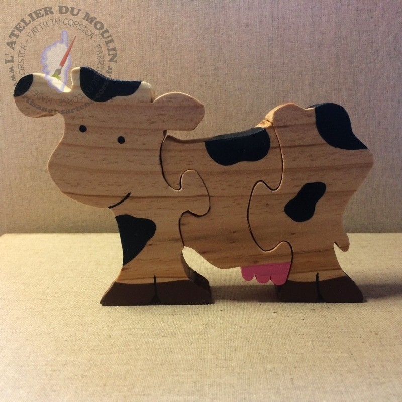 Puzzle VACHE en bois massif 3 pièces